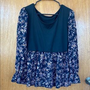 Floral Long Sleeve Blouse (black not blue)